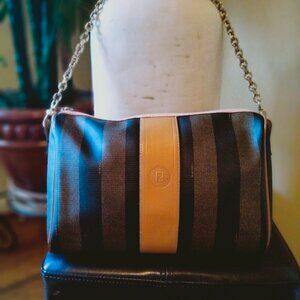 Fendi Pequin Shoulder Bag Vintage